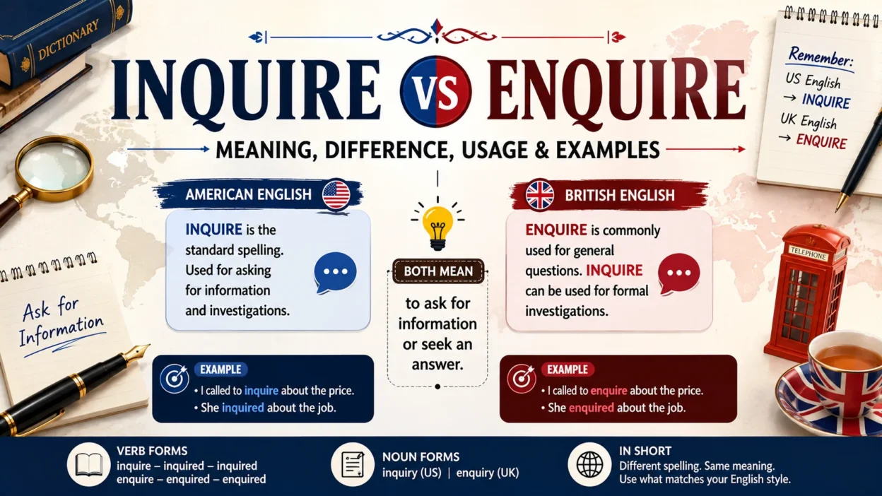 Inquire vs Enquire Meaning, Difference, Usage & Examples