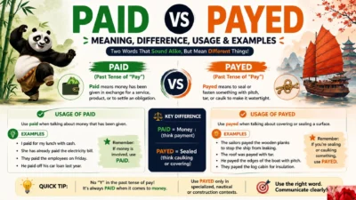 Paid vs Payed Meaning, Difference, Usage & Examples